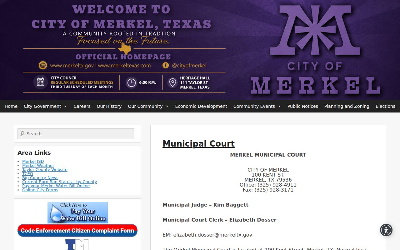 Taylor County municipal warrant access through Merkel Municipal Court