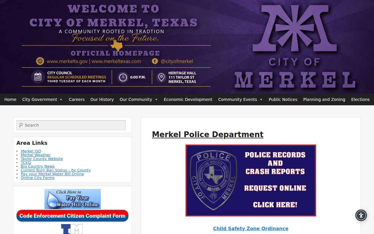 Merkel warrant records service contact at the Merkel Police Department